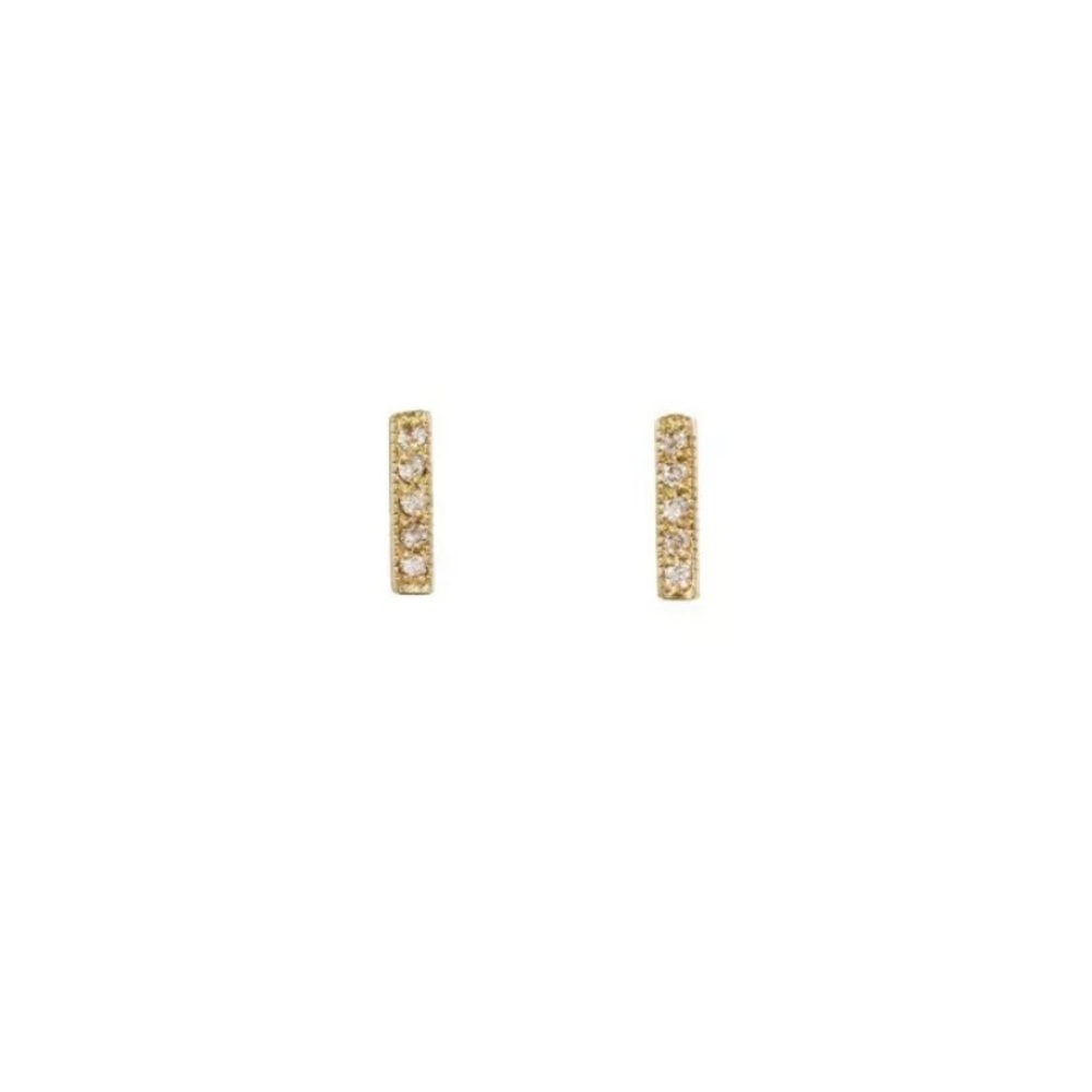 Zoe Chicco 14k yellow gold 5 diamond pave earrings